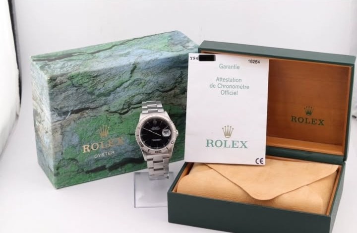 Rolex Datejust Turn-O-Graph 16264 – Cadran noir Oyster, lunette or blanc, 36 mm